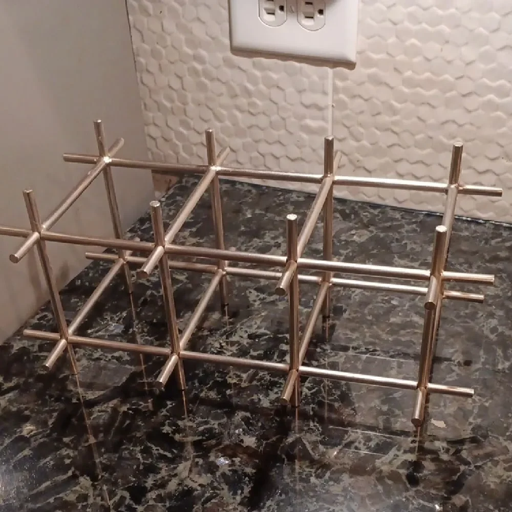 Contemporary Silver Metal Wine Rack